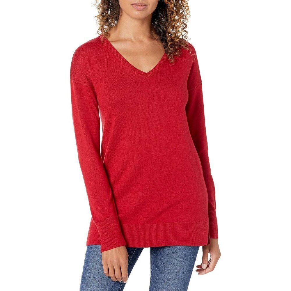 Women's Lightweight Cotton Modal Polyester V-Neck Tunic Sweater Plus Size